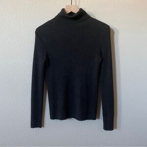 Jenni Kayne 100% Wool Ribbed Knit Turtleneck Sweater Sz:XS Dark Gray